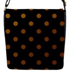 Polka Dots - Golden Brown on Black Flap Closure Messenger Bag (S)