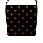 Polka Dots - Golden Brown on Black Flap Closure Messenger Bag (L)