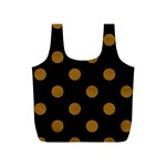 Polka Dots - Golden Brown on Black Full Print Recycle Bag (S)
