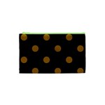 Polka Dots - Golden Brown on Black Canvas Cosmetic Bag (XS)