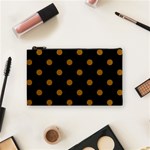 Polka Dots - Golden Brown on Black Cosmetic Bag (S)