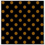 Polka Dots - Golden Brown on Black Canvas 16  x 16 