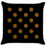 Polka Dots - Golden Brown on Black Throw Pillow Case (Black)