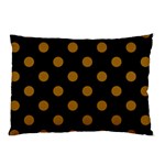 Polka Dots - Golden Brown on Black Pillow Case (Two Sides)