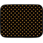 Polka Dots - Golden Brown on Black Fleece Blanket (Mini)