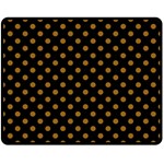Polka Dots - Golden Brown on Black Double Sided Fleece Blanket (Medium) (Two Sides)