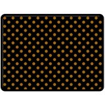 Polka Dots - Golden Brown on Black Double Sided Fleece Blanket (Large) (Two Sides)