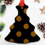 Polka Dots - Golden Brown on Black Ornament (Christmas Tree)