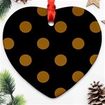Polka Dots - Golden Brown on Black Ornament (Heart)
