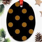 Polka Dots - Golden Brown on Black Oval Ornament (Two Sides)