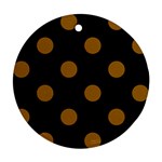 Polka Dots - Golden Brown on Black Ornament (Round)