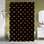 Polka Dots - Golden Brown on Black Shower Curtain 48  x 72  (Small)