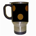 Polka Dots - Golden Brown on Black Travel Mug (Black)