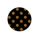 Polka Dots - Golden Brown on Black Magnet 3  (Round)