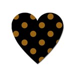 Polka Dots - Golden Brown on Black Magnet (Heart)