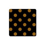 Polka Dots - Golden Brown on Black Magnet (Square)