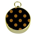 Polka Dots - Golden Brown on Black Gold Compass