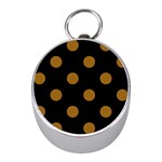 Polka Dots - Golden Brown on Black Silver Compass (Mini)