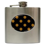 Polka Dots - Golden Brown on Black Hip Flask (6 oz)