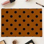 Polka Dots - Black on Brown Cosmetic Bag (XXL)