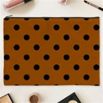 Polka Dots - Black on Brown Cosmetic Bag (XXXL)