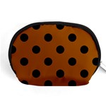 Polka Dots - Black on Brown Accessory Pouch (Medium)