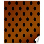 Polka Dots - Black on Brown Canvas 8  x 10 