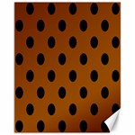 Polka Dots - Black on Brown Canvas 11  x 14 