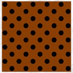 Polka Dots - Black on Brown Canvas 12  x 12 