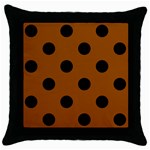 Polka Dots - Black on Brown Throw Pillow Case (Black)