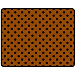 Polka Dots - Black on Brown Double Sided Fleece Blanket (Medium) (Two Sides)