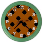 Polka Dots - Black on Brown Color Wall Clock