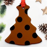 Polka Dots - Black on Brown Ornament (Christmas Tree)