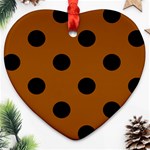 Polka Dots - Black on Brown Ornament (Heart)