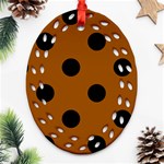 Polka Dots - Black on Brown Ornament (Bell) Ornament (Oval Filigree)
