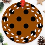 Polka Dots - Black on Brown Ornament (Round Filigree)