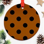 Polka Dots - Black on Brown Ornament (Round)