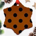 Polka Dots - Black on Brown Snowflake Ornament (Two Sides)
