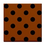 Polka Dots - Black on Brown Tile Coaster