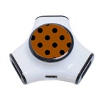 Polka Dots - Black on Brown Portable USB Hub (One Side)