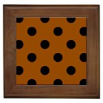 Polka Dots - Black on Brown Framed Tile