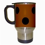 Polka Dots - Black on Brown Travel Mug (Black)