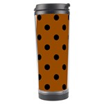 Polka Dots - Black on Brown Travel Tumbler