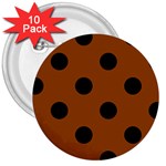 Polka Dots - Black on Brown 3  Button (10 pack)