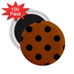 Polka Dots - Black on Brown 2.25  Magnet (100 pack)