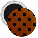 Polka Dots - Black on Brown 3  Magnet
