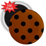 Polka Dots - Black on Brown 3  Magnet (100 pack)