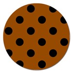 Polka Dots - Black on Brown Magnet 5  (Round)