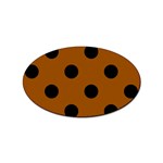 Polka Dots - Black on Brown Sticker Oval (10 pack)