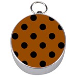 Polka Dots - Black on Brown Silver Compass